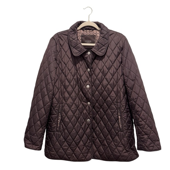 Coach Diamond Quilted Signature C Barn Puffer Jacket Equestrian Classic Brown XL - Picture 2 of 16